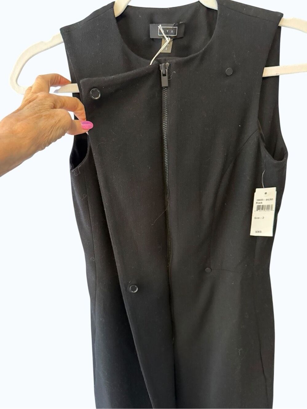 NWT AYR Black Wool Blend Asymmetric Zip Front Sheath Dress Size 2 MSRP $365 - Picture 6 of 9